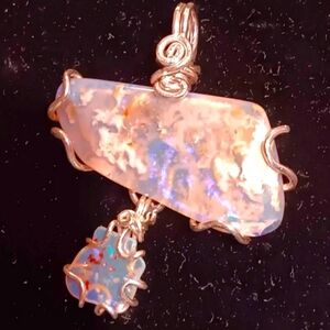 Unique Australian Opal Pendant Sterling Silver Handmade
